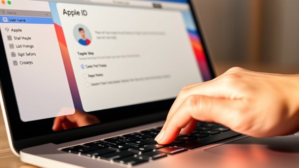 click user name in sidebar